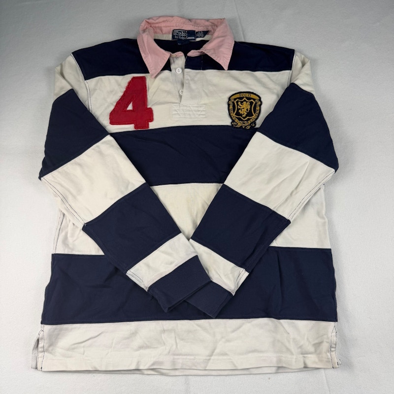 Polo by Ralph Lauren Striped Rugby Shirt Navy and White