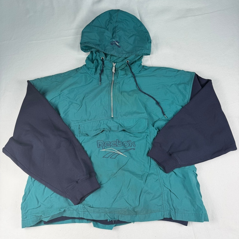 Reebok Anorak Pullover Jacket Teal Navy