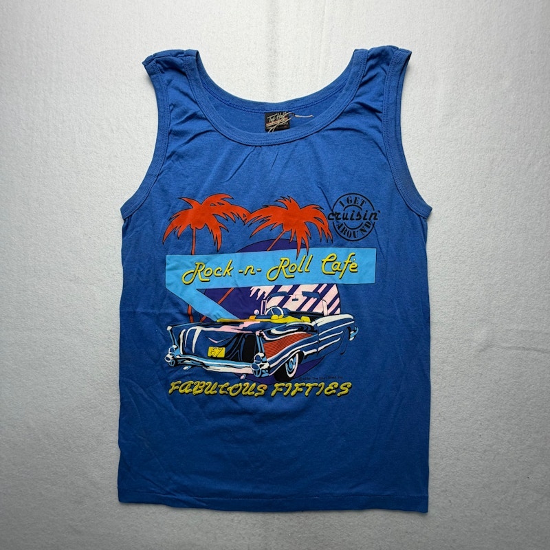 Top Hat Rock-n-Roll Cafe Tank Blue