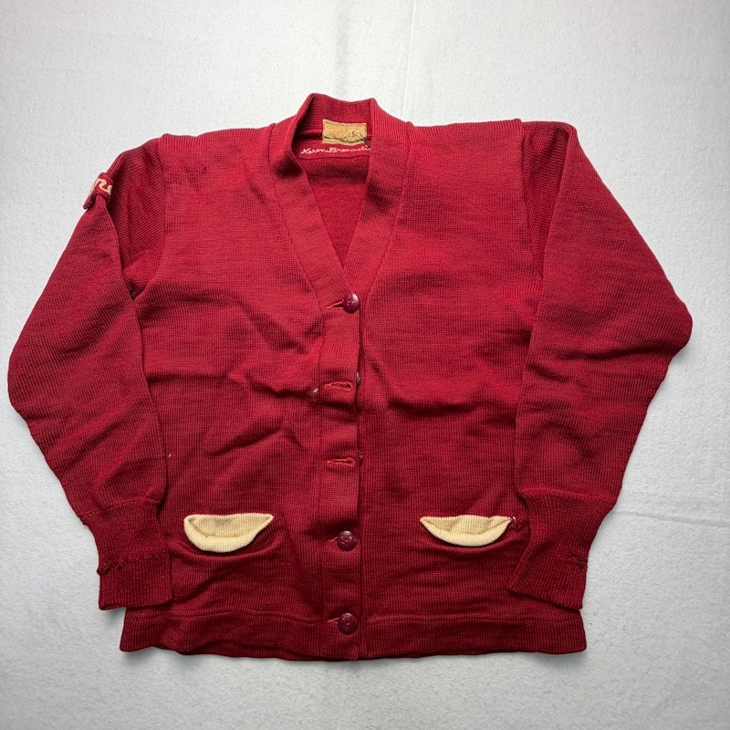 Dehen Knitting Co. Wool Cardigan Red