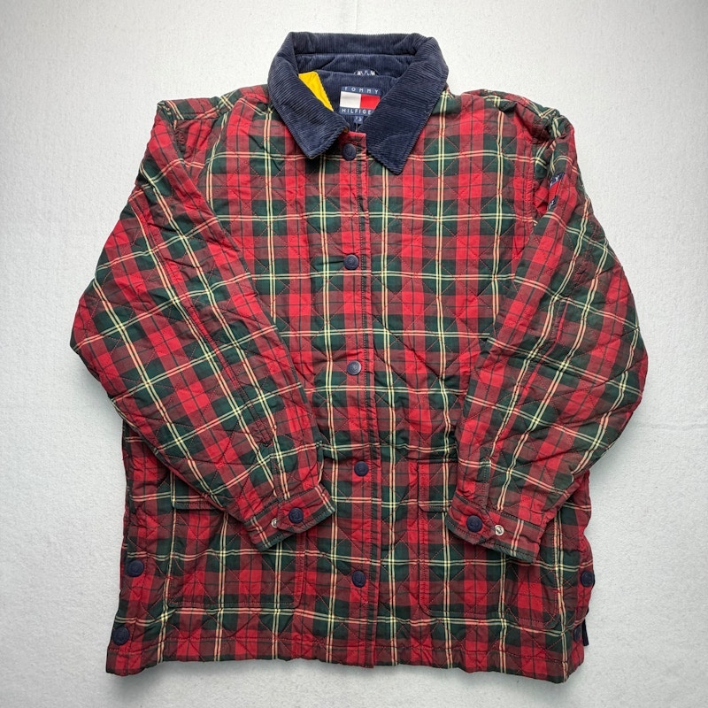 Tommy Hilfiger Quilted Plaid Jacket Red