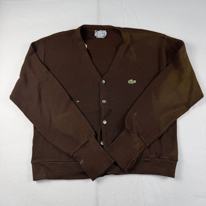 Izod Lacoste V-Neck Cardigan Brown