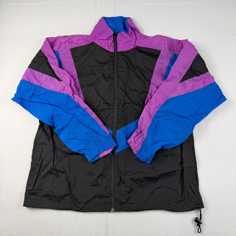 ASICS Full-Zip Windbreaker Jacket Black/Blue/Purple