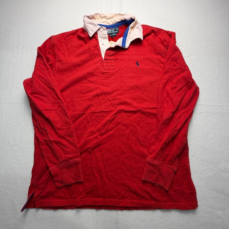 Polo by Ralph Lauren Custom Fit Long Sleeve Rugby Shirt Red