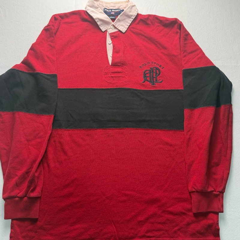 Polo Sport Ralph Lauren Long Sleeve Rugby Shirt Red Black