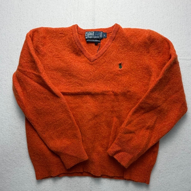 Polo by Ralph Lauren V-Neck Lambswool Sweater Orange