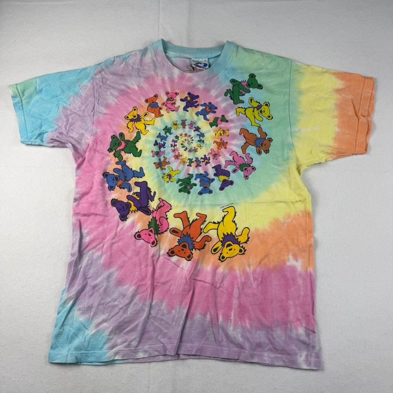 Liquid Blue Grateful Dead Dancing Bears Spiral Tie-Dye T-Shirt Multi-Color