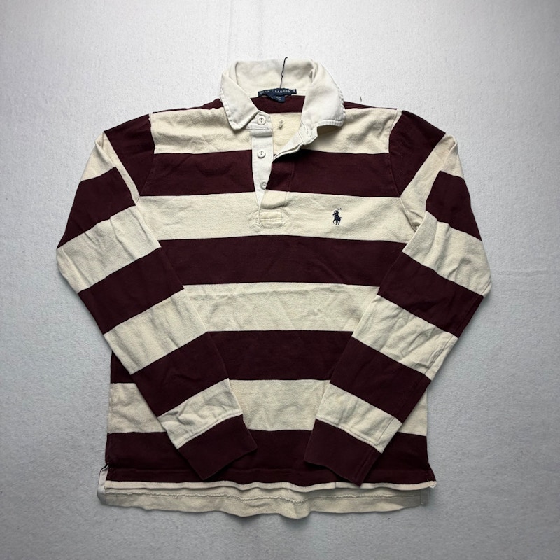 Ralph Lauren Long-Sleeve Rugby Shirt Burgundy Cream