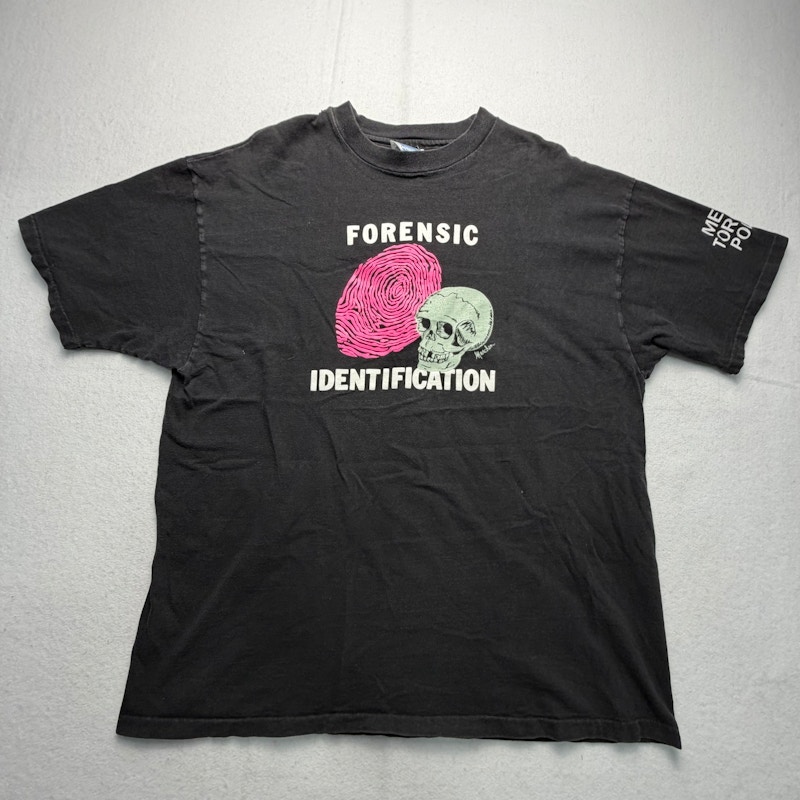 Forensic Identification Skull Fingerprint T-Shirt Black