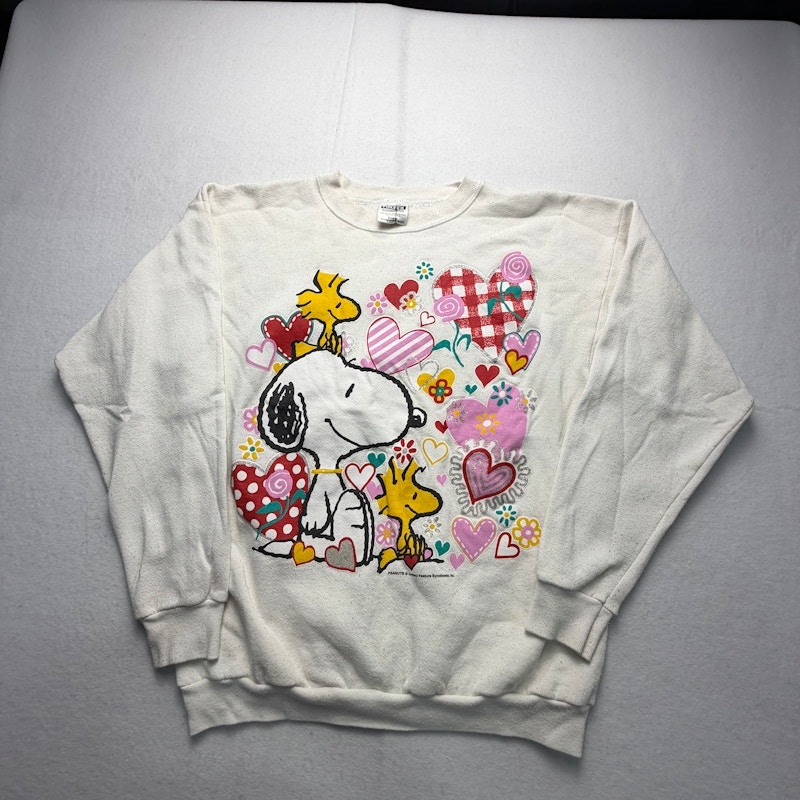 Tultex Peanuts Snoopy Hearts Sweatshirt White