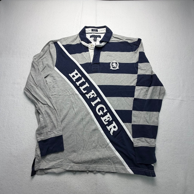 Tommy Hilfiger Long Sleeve Rugby Shirt Gray Navy