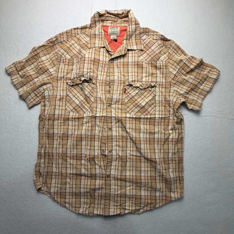Levi's Plaid Short Sleeve Western Shirt Brown