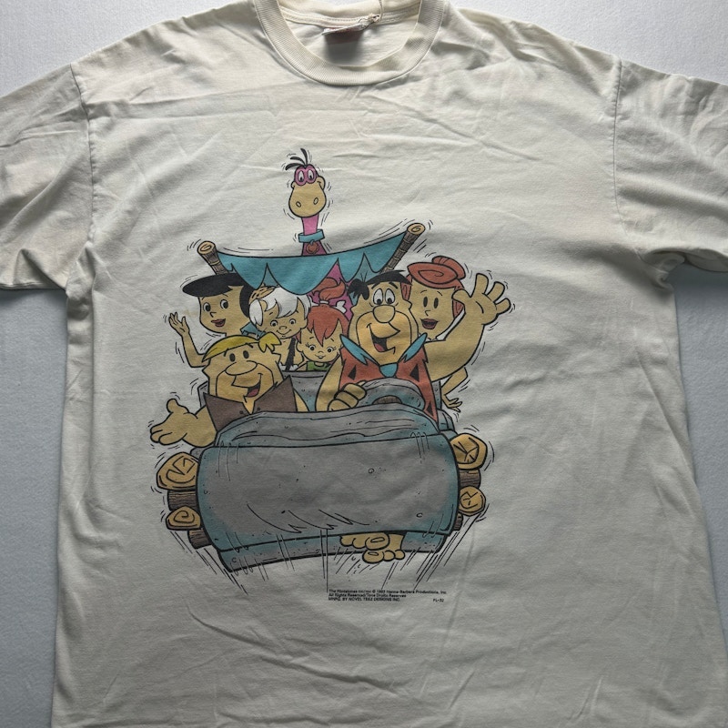 Novel Teez Designs Flintstones Graphic T-Shirt Beige