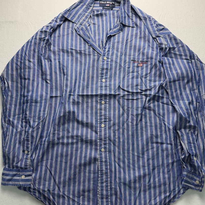 Polo Sport Ralph Lauren Striped Long Sleeve Button-Up Shirt Blue
