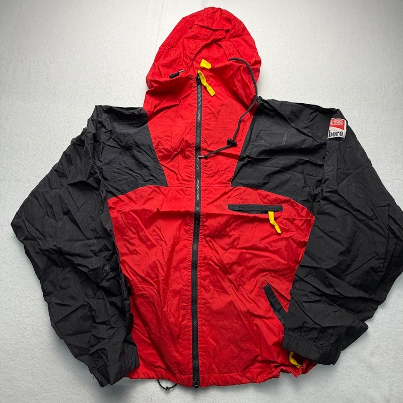 Marlboro Adventure Team Windbreaker Hooded Jacket Red Black