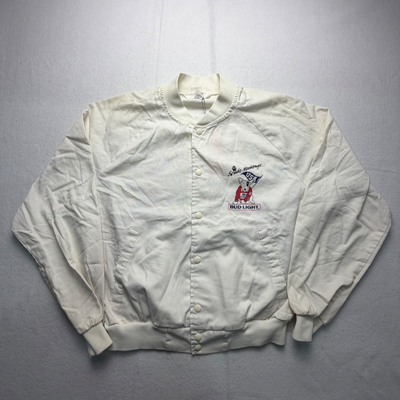 Anheuser-Busch Bud Light Spuds MacKenzie Bomber Jacket White