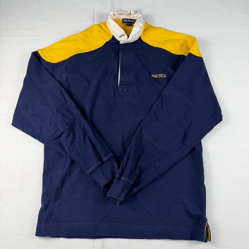 Nautica Rugby Shirt Navy Yellow