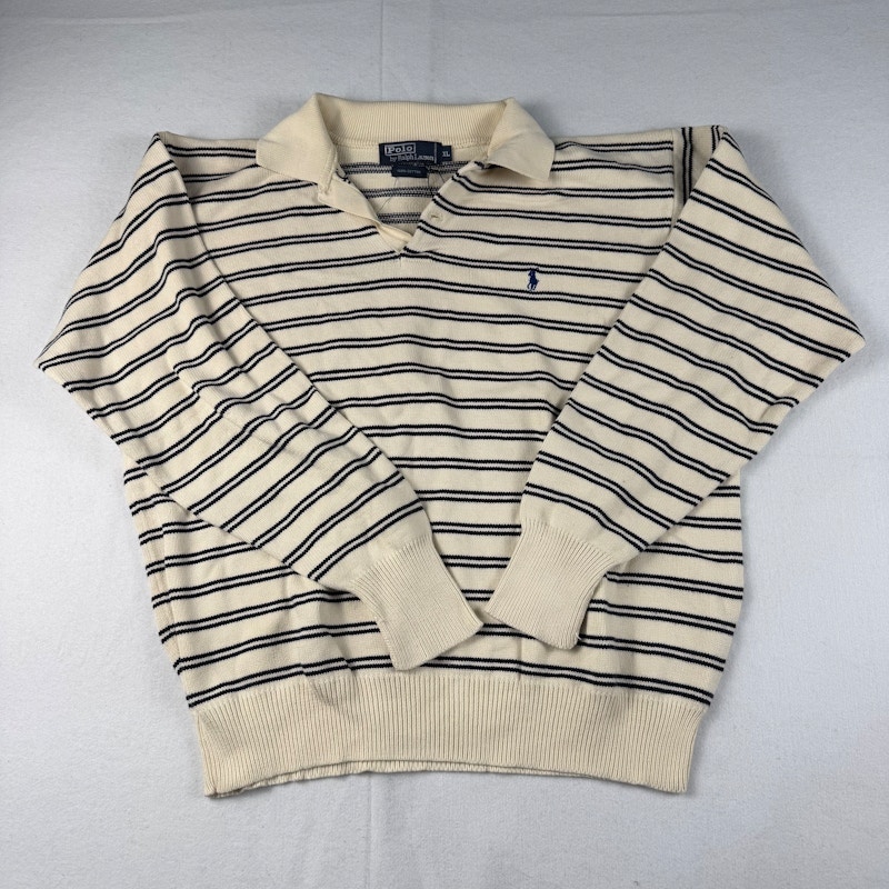 Polo by Ralph Lauren Striped Knit Sweater Cream Navy