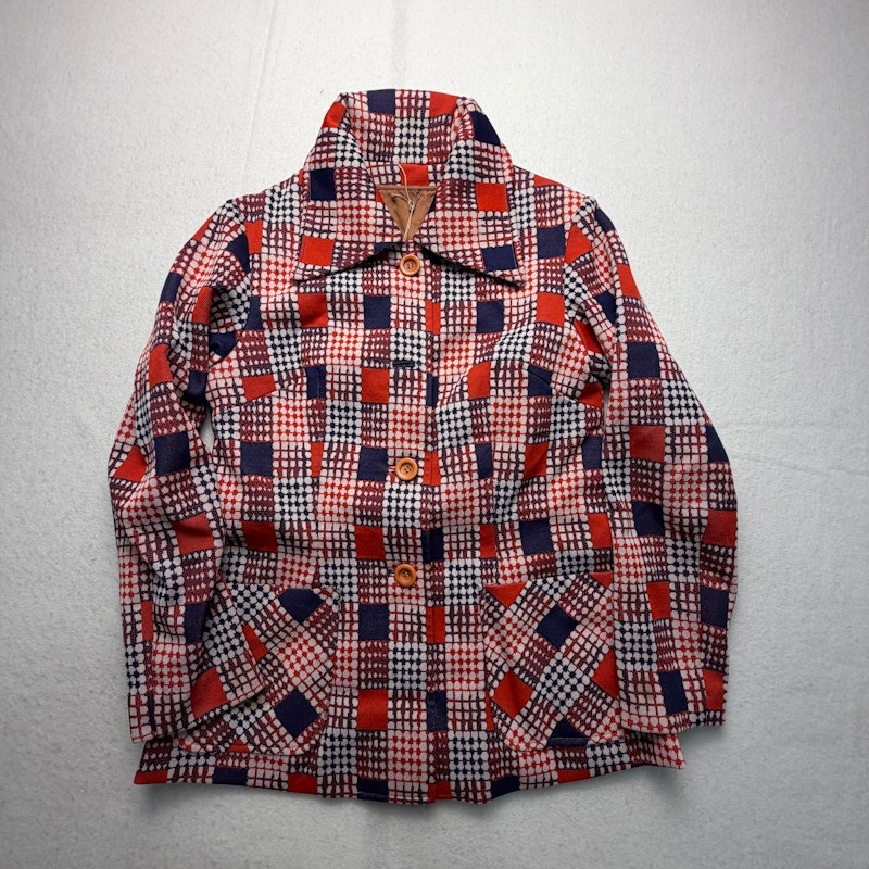  Plaid Pattern Button-Up Jacket Red/Blue/White