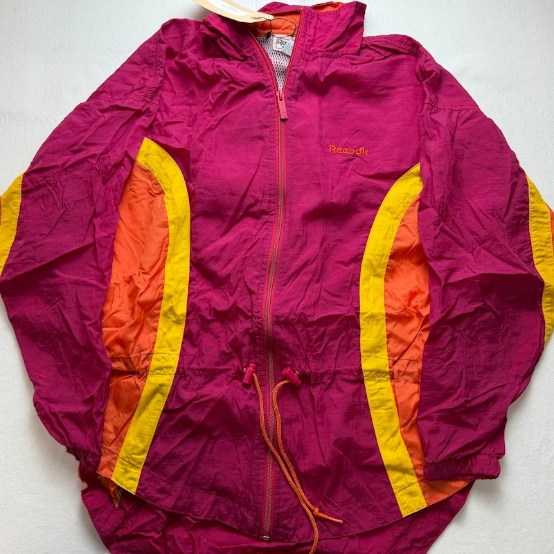 Reebok Sport Colorblock Windbreaker Jacket Magenta Orange Yellow