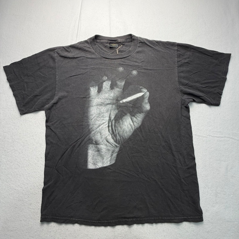 Graphic Print T-Shirt Hand Holding Joint Black