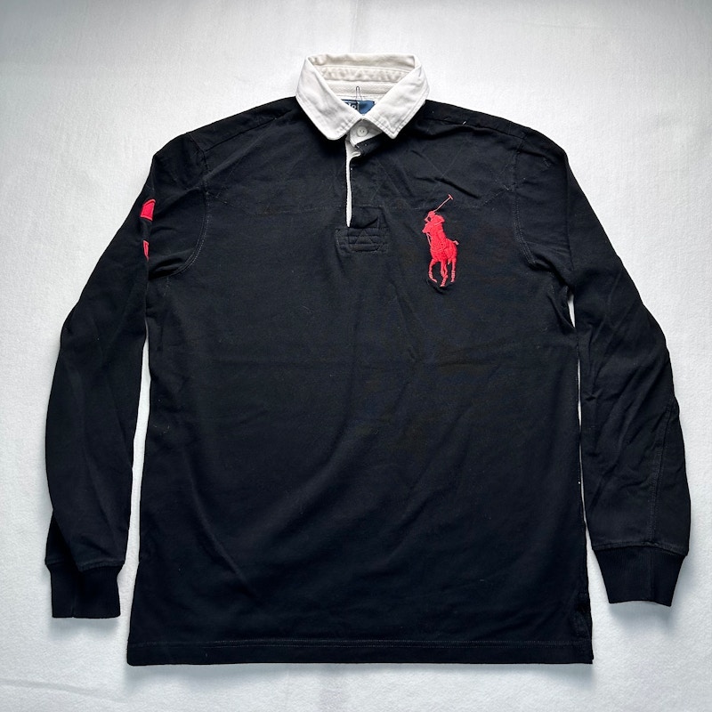 Polo Ralph Lauren Long Sleeve Rugby Shirt Black Red
