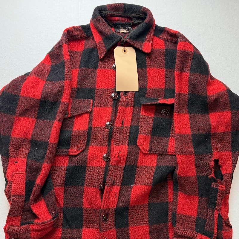 Woolrich Buffalo Check Wool Shirt Jacket Red and Black