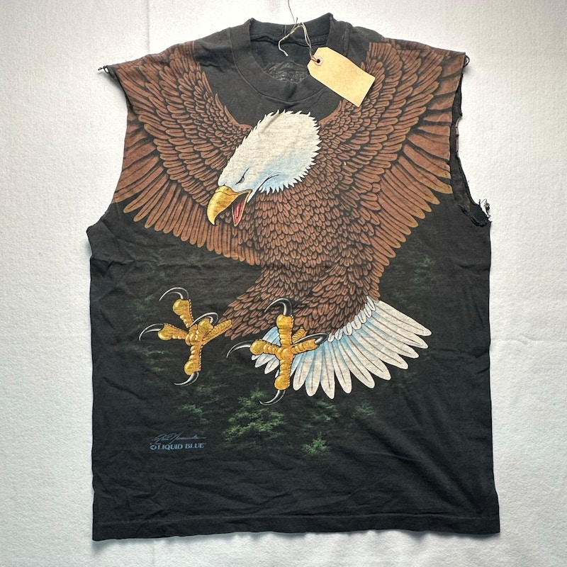 Liquid Blue Bald Eagle Graphic T-Shirt Black