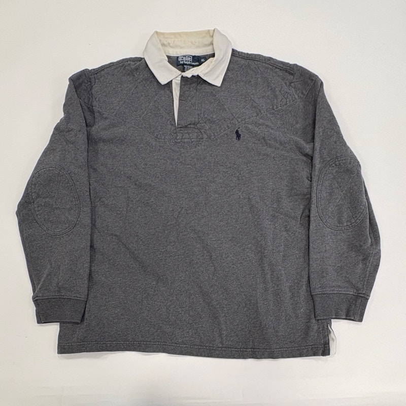 90s Polo Rugby Shirt Grey White