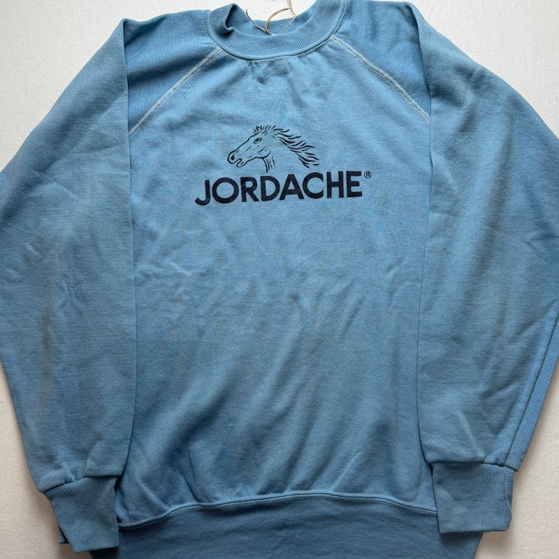 Jordache Horse Graphic Crewneck Sweatshirt Light Blue