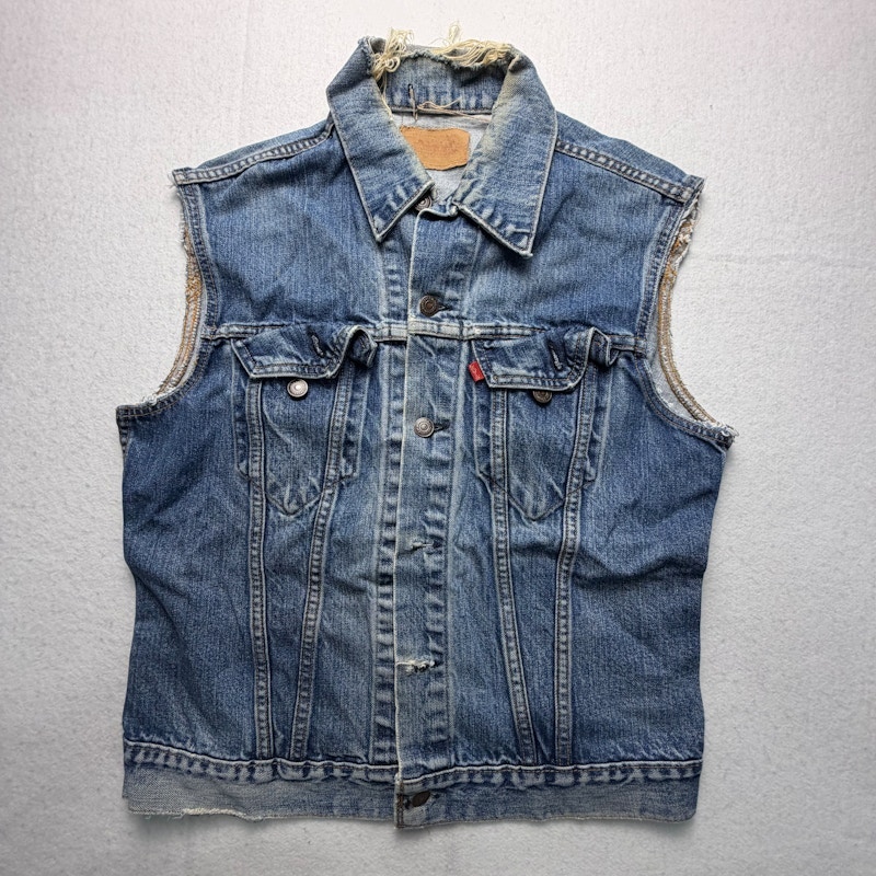 Levi's Distressed Denim Vest Blue