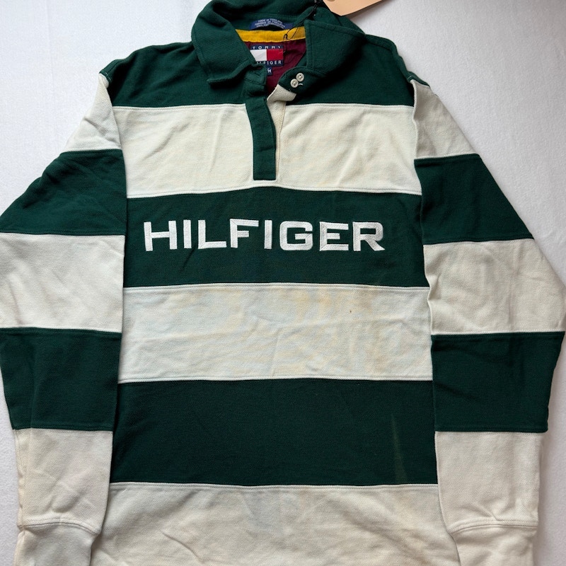 Tommy Hilfiger Rugby Shirt Green and White