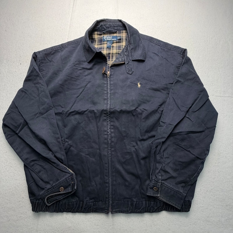 Polo Ralph Lauren Plaid Lined Harrington Jacket Navy