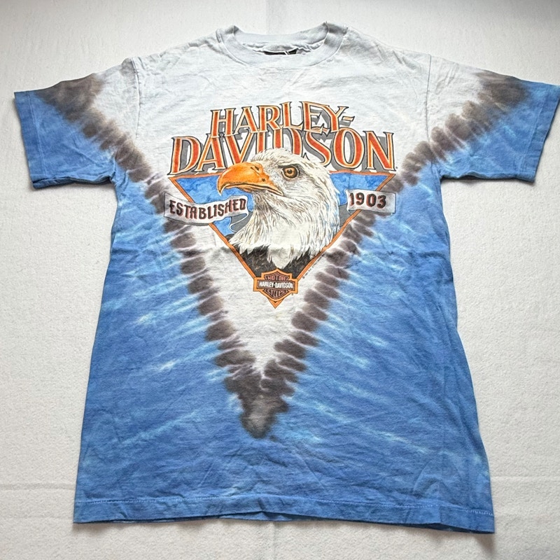 Harley-Davidson Eagle Graphic T-Shirt Blue Tie-Dye