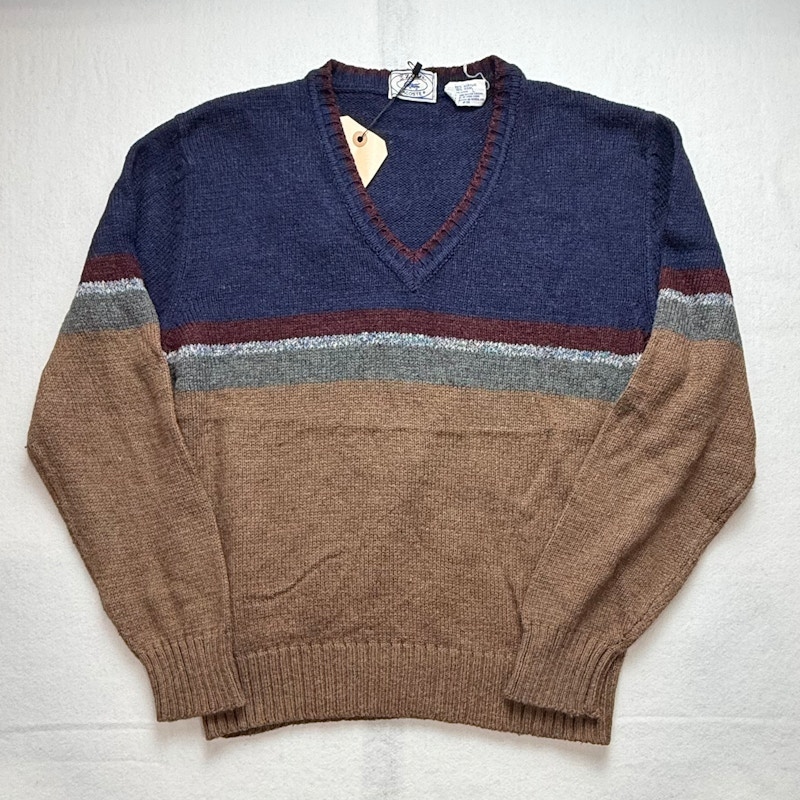 Izod Lacoste V-Neck Knit Sweater Multicolor