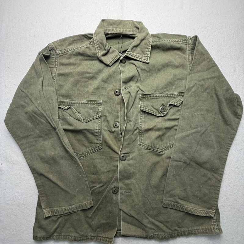 Vintage Military Style Utility Shirt Olive