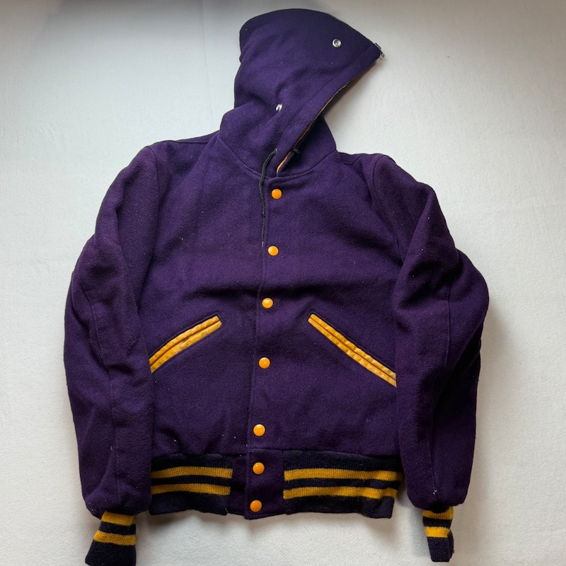 DeLONG Wool Varsity Jacket Purple/Yellow