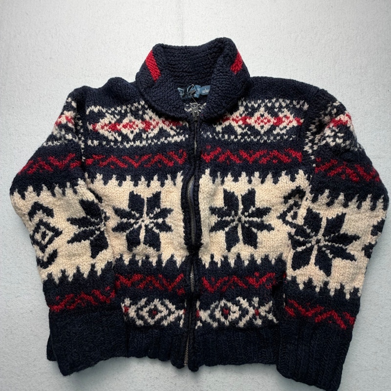 Polo Ralph Lauren Fair Isle Zip-Up Sweater Navy Red White