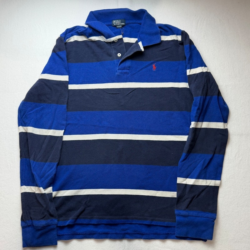 Polo by Ralph Lauren Striped Long Sleeve Polo Shirt Blue