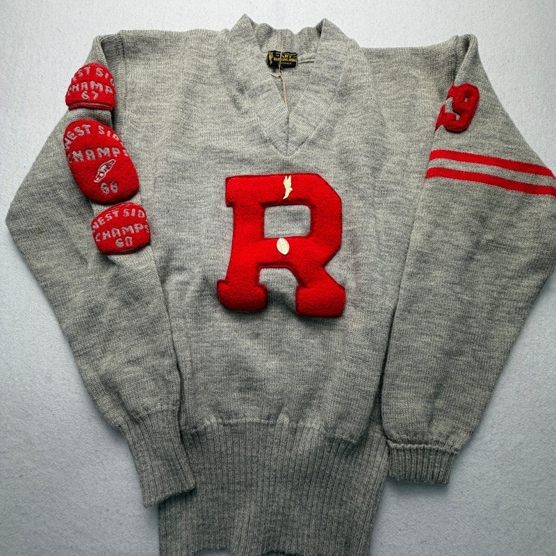 Art Knitting Mills Letterman Pullover Grey