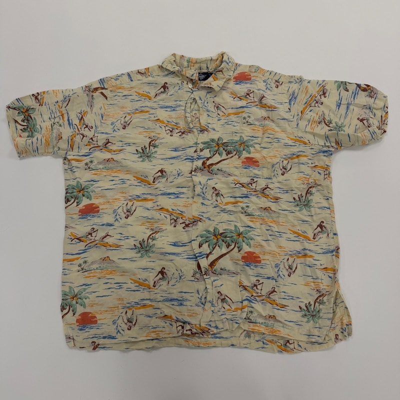 Short Sleeve Surf Print Button Up Shirt