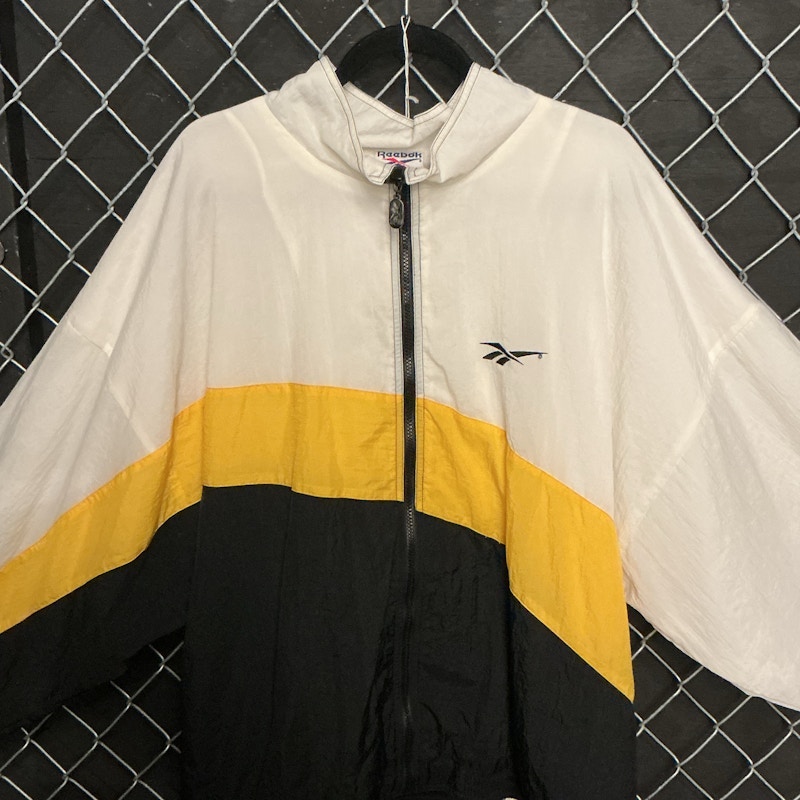 90s Reebok Color Block Windbreaker Jacket White/Yellow/Black