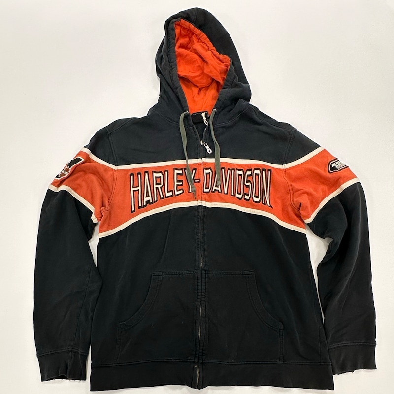 Racing Zip-Up Hoodie Black Orange
