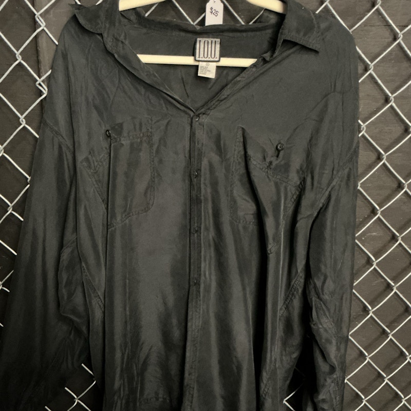 I.O.U. Silk Button-Up Shirt Black