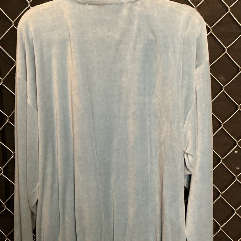 Light Blue Velvet Long Sleeve Shirt 
