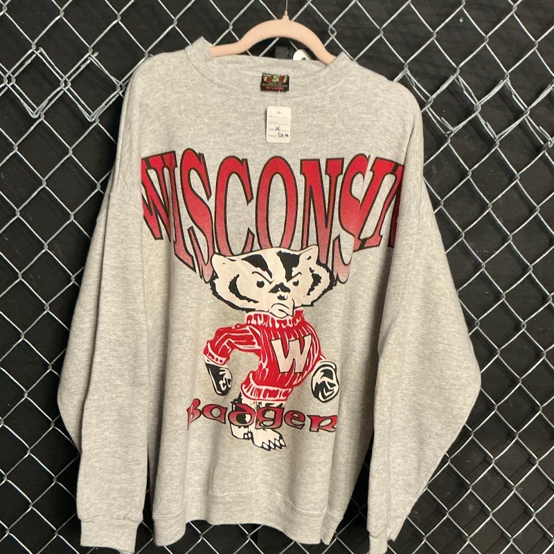 TSI Wisconsin Badger Crewneck Sweatshirt Gray