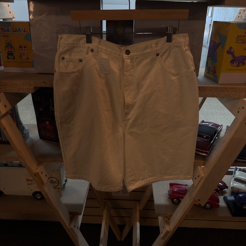 Vintage Route 66 Relaxed Fit Denim Shorts White
