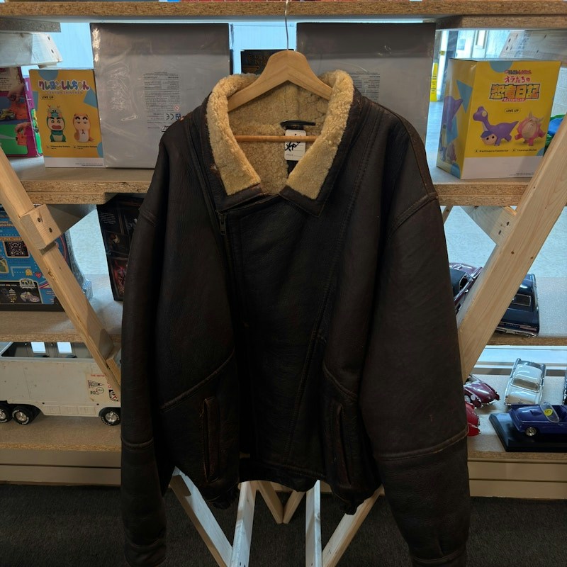 Brown Leather Shearling Flight Jacket Official U.S Flight Garment