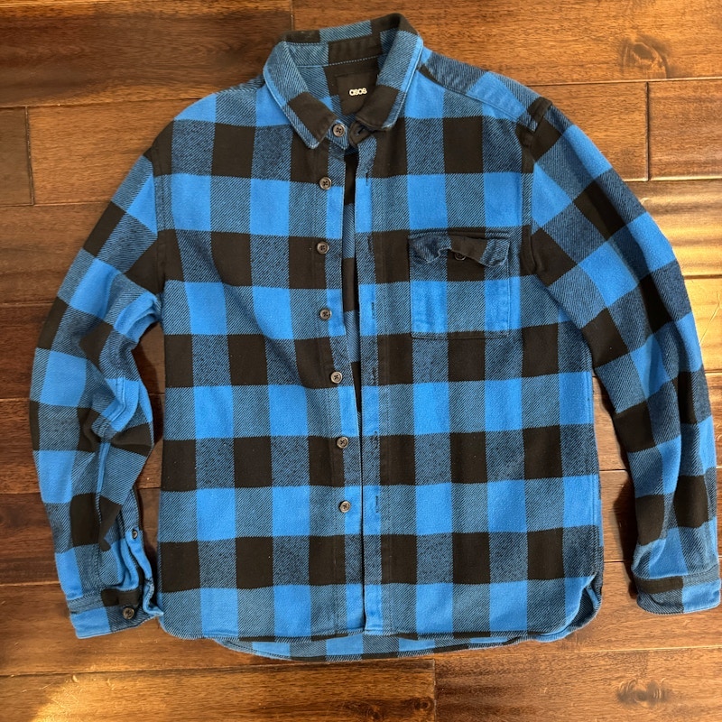 ASOS Buffalo Check Heavyweight Flannel Shirt Blue/Black