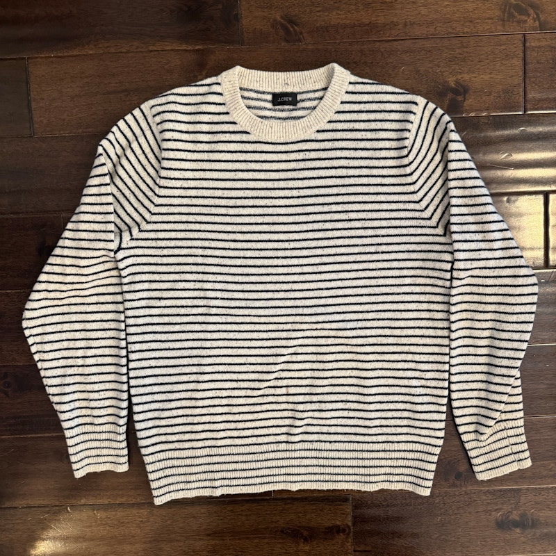 J.Crew Striped Crewneck Sweater Cream and Navy